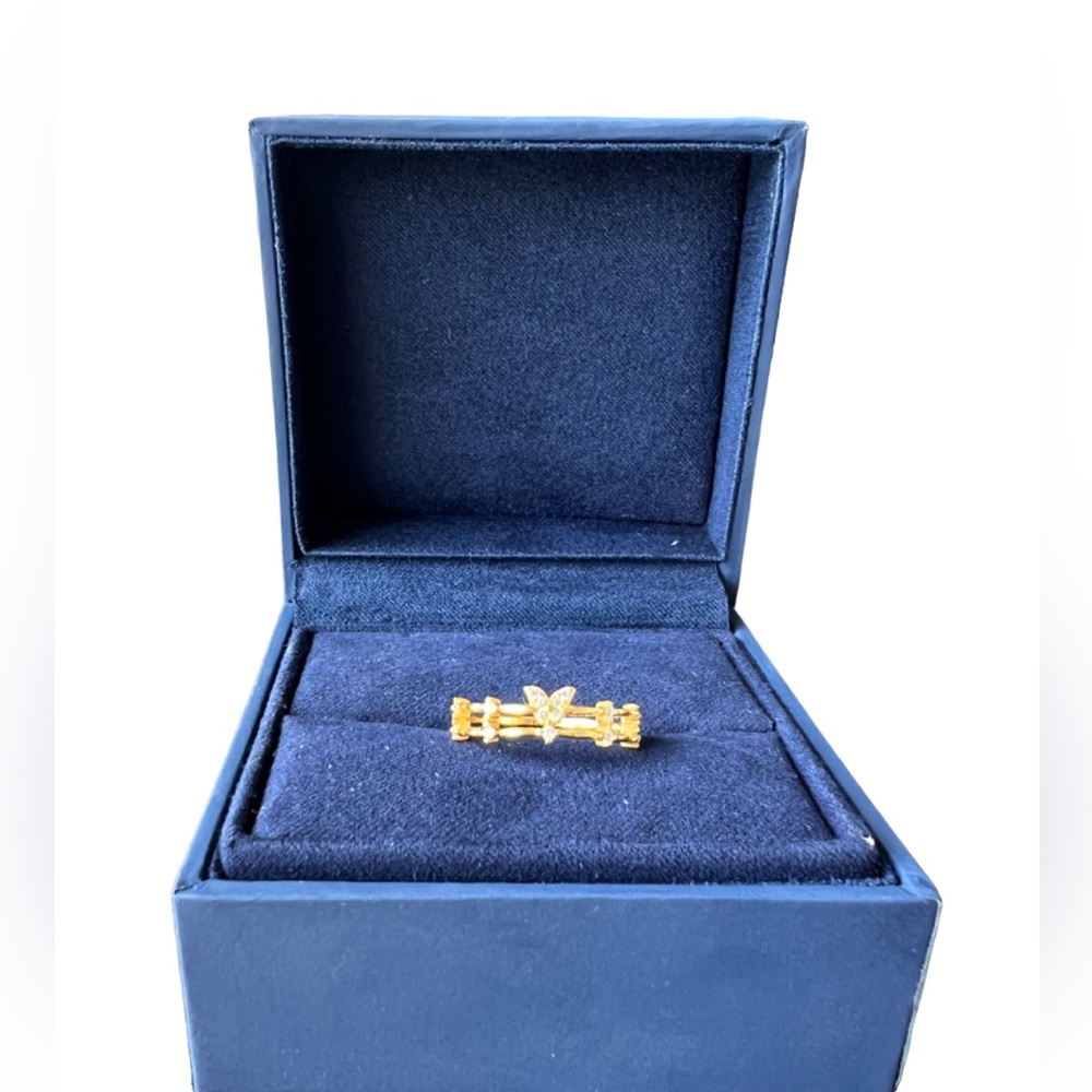 Sterling Silver Gold plated and CZ butterfly ring